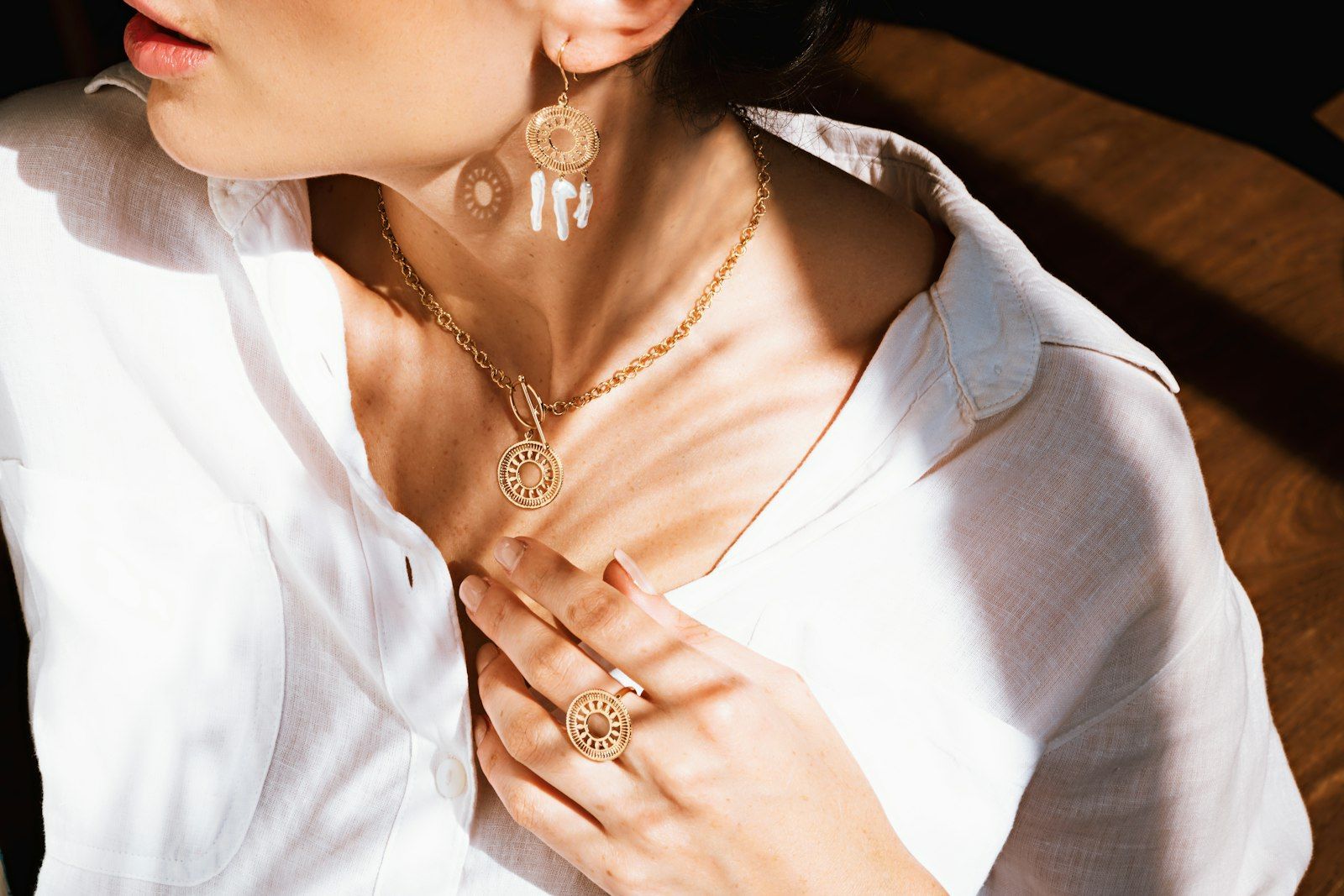 A woman wearing fine jewellery